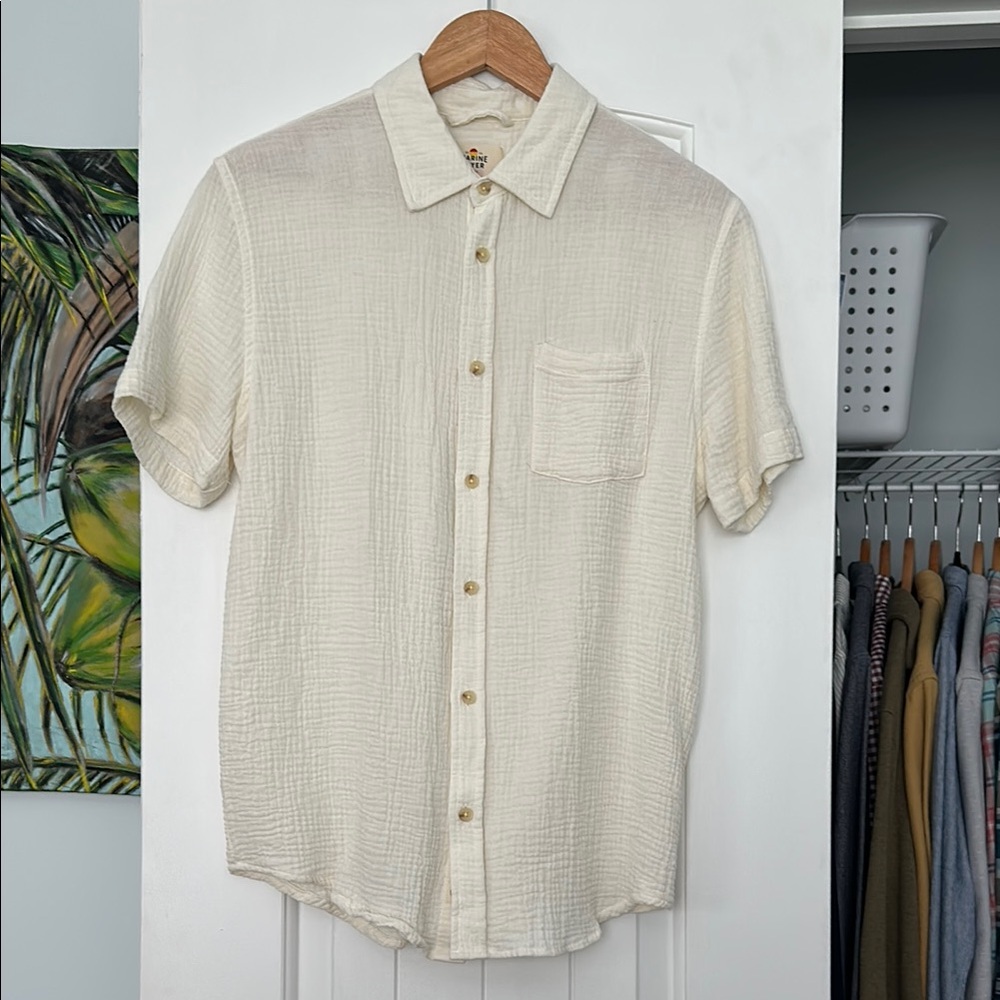 Marine Layer Cream Casual Button Down Shirt